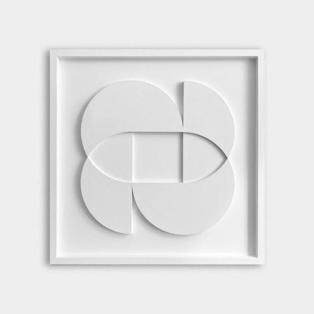 Geometric Relief Wall Art - Mid-Century Modern Sculpture, 50x50cm - image 1