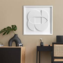 Geometric Relief Wall Art - Mid-Century Modern Sculpture, 50x50cm - thumbnail 2