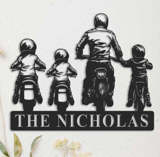 Dirt Bike Metal Sign, Personalised Led Biker Name Custom Motocross Rider, Motorcycle Gift, Wall Art Father Kids - image 1