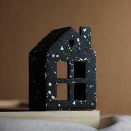Handcrafted Black Terrazzo Jesmonite House Soft Led Glow Decor - thumbnail 3