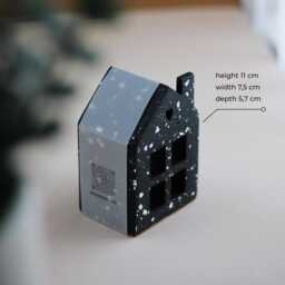 Handcrafted Black Terrazzo Jesmonite House Soft Led Glow Decor - thumbnail 2