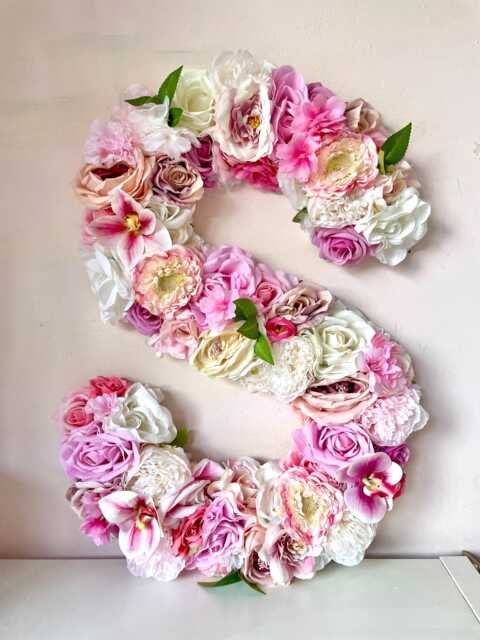 Floral Letter Large Faux Flower Wall Decor - 24 - image 1