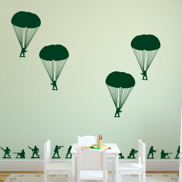 Army Men Wall Decal - Paratroopers & Soldiers, Kids Room Decor - image 1