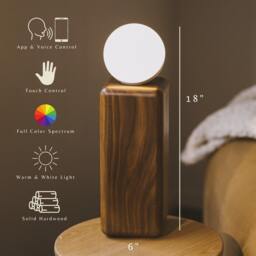 Smart Wooden Lamp, Minimalist Japandi Design, Voice & Touch Control - thumbnail 2