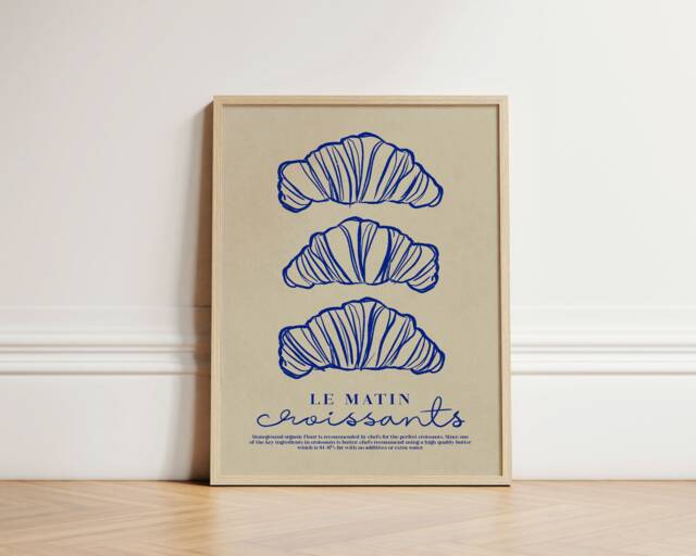Croissants Print, Breakfast Kitchen Wall Art, Decor, Trendy Cooking Home Inspo, Poster, Unframed - image 1