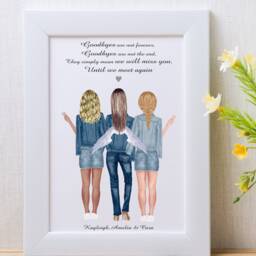 Personalized Memorial Art Print, Loss Of Friend Gift, Friendship Portrait With Angel Wings - thumbnail 2