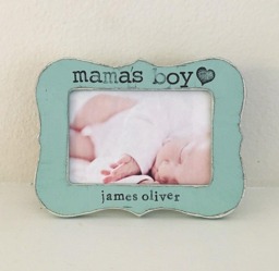 Personalized Mama's Boy Picture Frame Hand Stamped 4x6 Son Gift - thumbnail 1