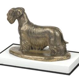 Cesky Terrier, Dog On White Wooden Base Statue, Limited Edition, Artdog - thumbnail 2
