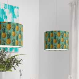 Retro Pineapple Green Velvet Lampshade 25cm 30cm 35cm 40cm 45cm - Drum Lamp Shade Handmade Home Decor Ceiling Fruit Pine Apple - thumbnail 3