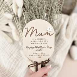 Personalised Wooden Plant Pick - Custom Name Flower Gift Tag - thumbnail 1