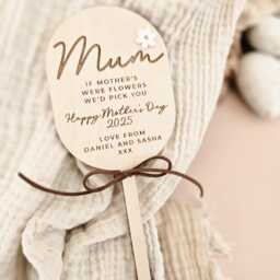 Personalised Wooden Plant Pick - Custom Name Flower Gift Tag - thumbnail 3