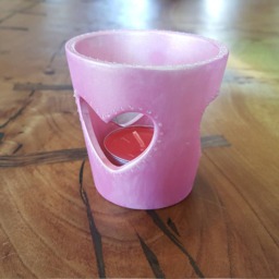 Pink Porcelain Tealight Holder Decorated With Pearlescent Dots - thumbnail 2