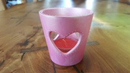 Pink Porcelain Tealight Holder Decorated With Pearlescent Dots - thumbnail 1