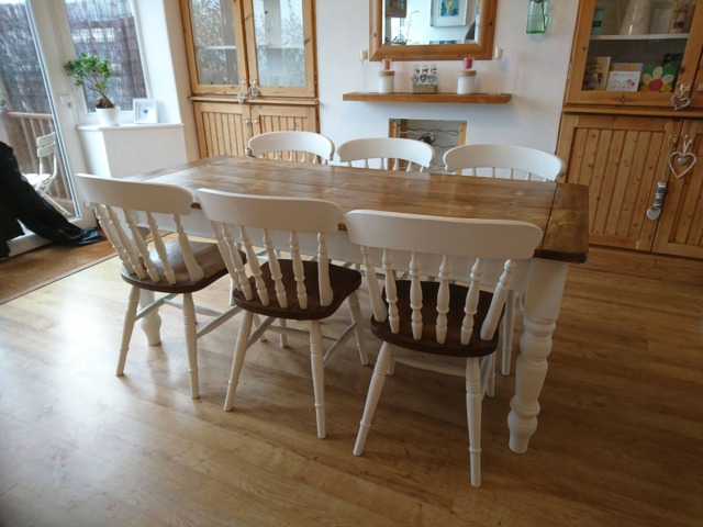 Victorian Reclaimed Pine Farmhouse Dining Table - 6Ft Bespoke Sizes Made To Order - Chairs & Benches Available Separately - image 1