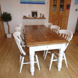 Victorian Reclaimed Pine Farmhouse Dining Table - 6Ft Bespoke Sizes Made To Order - Chairs & Benches Available Separately - thumbnail 3