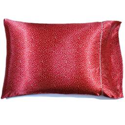 Cranberry Polka Dot Satin Travel Pillowcase, Washable Luxury