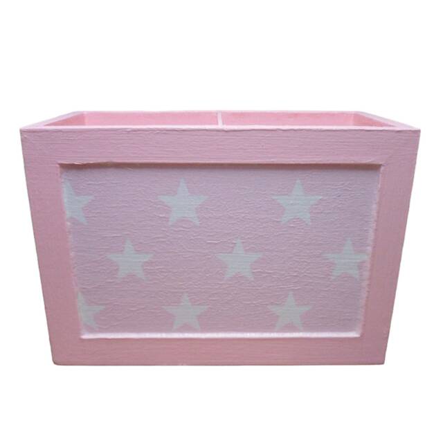 Utensil Box Pencil Stars Pink Made Of Wood - image 1