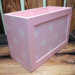 Utensil Box Pencil Stars Pink Made Of Wood - thumbnail 3
