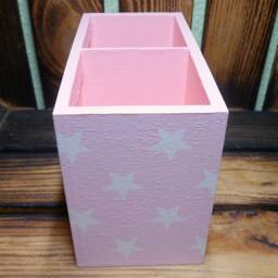 Utensil Box Pencil Stars Pink Made Of Wood - thumbnail 4