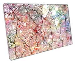 Arsenal London Street Map Watercolour Wall Art Print Ready To Hang Decor For Home Office - thumbnail 1