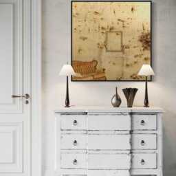 Rusty Antique Bronze Tinted Wall Mirror - Black Metal Frame - thumbnail 4