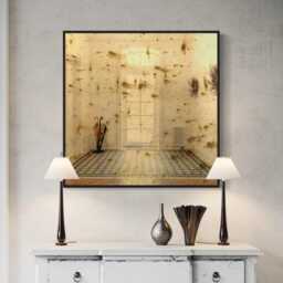 Rusty Antique Bronze Tinted Wall Mirror - Black Metal Frame - thumbnail 1