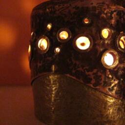 Hammered Copper Brass Tealight Holder - Rustic Boho Candle Decor - thumbnail 4