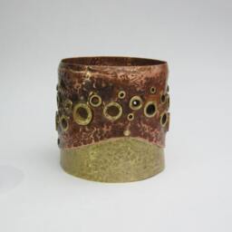 Hammered Copper Brass Tealight Holder - Rustic Boho Candle Decor - thumbnail 2