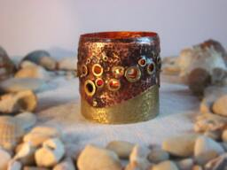 Hammered Copper Brass Tealight Holder - Rustic Boho Candle Decor - thumbnail 1