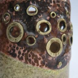 Hammered Copper Brass Tealight Holder - Rustic Boho Candle Decor - thumbnail 3