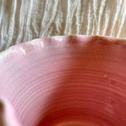 Candy Floss Pink Scalloped Planter, Handmade Glazed Pot, Pink Plant Large Green Vessel, Unique British Gift, Handcrafted Pots - thumbnail 3