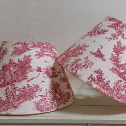 French Toile De Jouy Countryside Tapered Lampshade Red - thumbnail 2