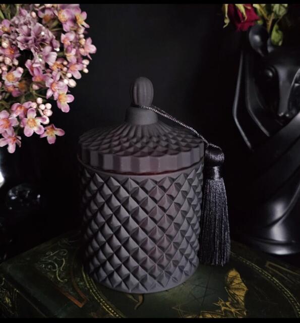 Vampyre Heart - Black Cherry Merlot Botanical Crystal Topped Glass Vegan Soy Candle Valentines Gift Idea - image 1