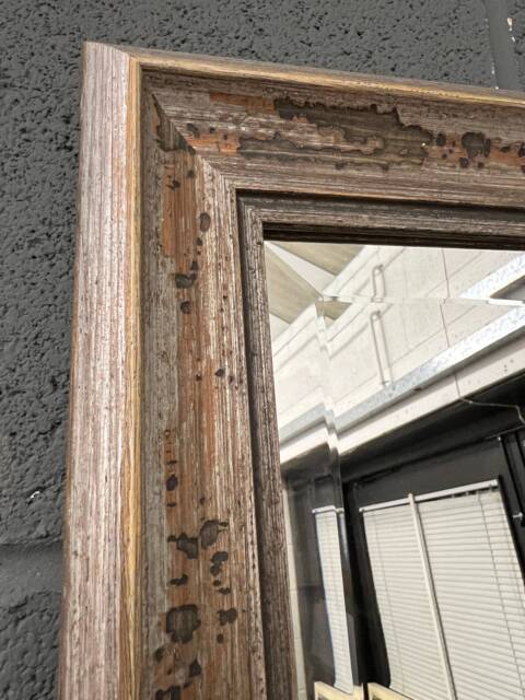 Handcrafted Distressed Silver Wood Mirror - Bevelled Glass Wall Decor - image 1
