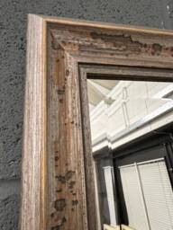 Handcrafted Distressed Silver Wood Mirror - Bevelled Glass Wall Decor
