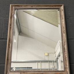 Handcrafted Distressed Silver Wood Mirror - Bevelled Glass Wall Decor - thumbnail 2