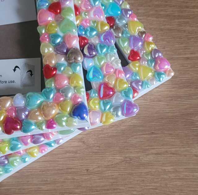 Colourful Acrylic Flat Back Pearl Heart Photo Frame 4 X 6 Inches - image 1