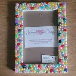 Colourful Acrylic Flat Back Pearl Heart Photo Frame 4 X 6 Inches - thumbnail 4
