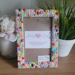 Colourful Acrylic Flat Back Pearl Heart Photo Frame 4 X 6 Inches - thumbnail 3