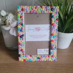 Colourful Acrylic Flat Back Pearl Heart Photo Frame 4 X 6 Inches - thumbnail 2
