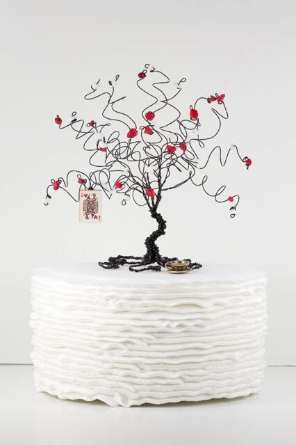 Alice in Wonderland Wire Art Tree Sculpture Or Wedding Cake Topper - image 1