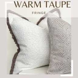 Textured Cream Boucl?? Fringed Cushion Cover - Custom Throw Pillow - thumbnail 4