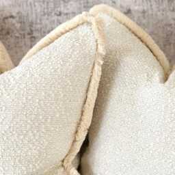 Textured Cream Boucl?? Fringed Cushion Cover - Custom Throw Pillow - thumbnail 2
