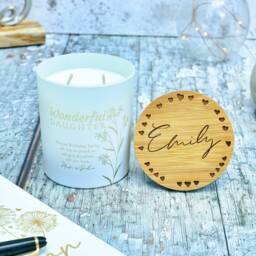 Personalised Daughter Soy Candle Gift, Engraved Lid, Scented, Handmade in Cornwall - thumbnail 2