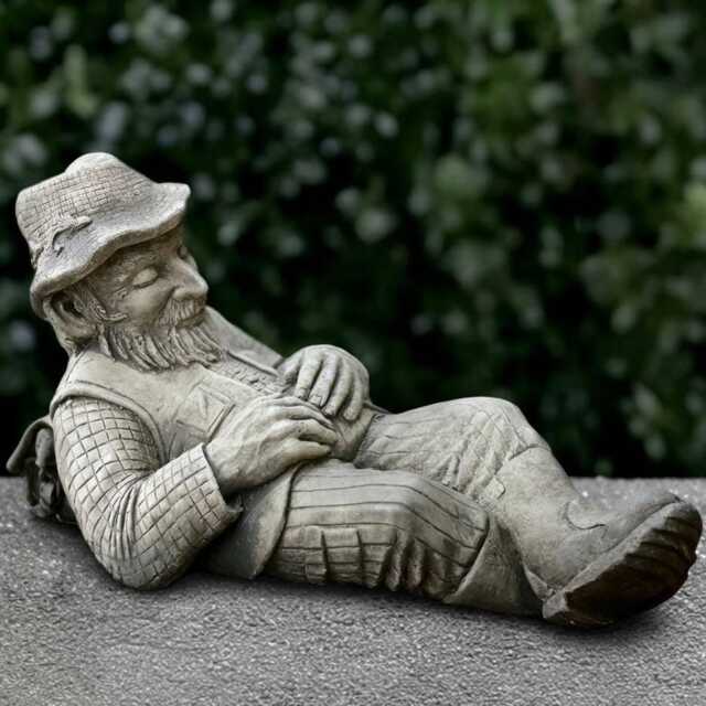 Concrete Farmer Sculpture Stone Laying Man Statue Cement Person Decor Front Door Ornament Garden & Home Figurine Man Lover Gift Yard Art - image 1