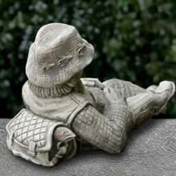 Concrete Farmer Sculpture Stone Laying Man Statue Cement Person Decor Front Door Ornament Garden & Home Figurine Man Lover Gift Yard Art - thumbnail 3