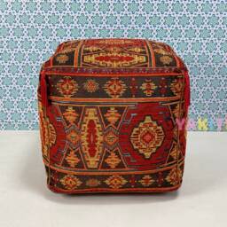 Yakiti - Square Moroccan Pouf, Pouf & Ottoman, Bohemian Ottoman Seat, Boho, Footstool Cover, Leather Tissue, New Design - thumbnail 2