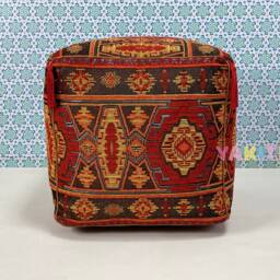 Yakiti - Square Moroccan Pouf, Pouf & Ottoman, Bohemian Ottoman Seat, Boho, Footstool Cover, Leather Tissue, New Design - thumbnail 3