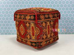 Yakiti - Square Moroccan Pouf, Pouf & Ottoman, Bohemian Ottoman Seat, Boho, Footstool Cover, Leather Tissue, New Design