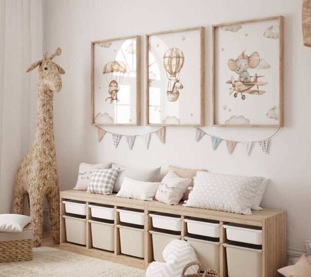 Nursery Art Prints, Safari Decor, Elephant Wall Art, Prints - image 1
